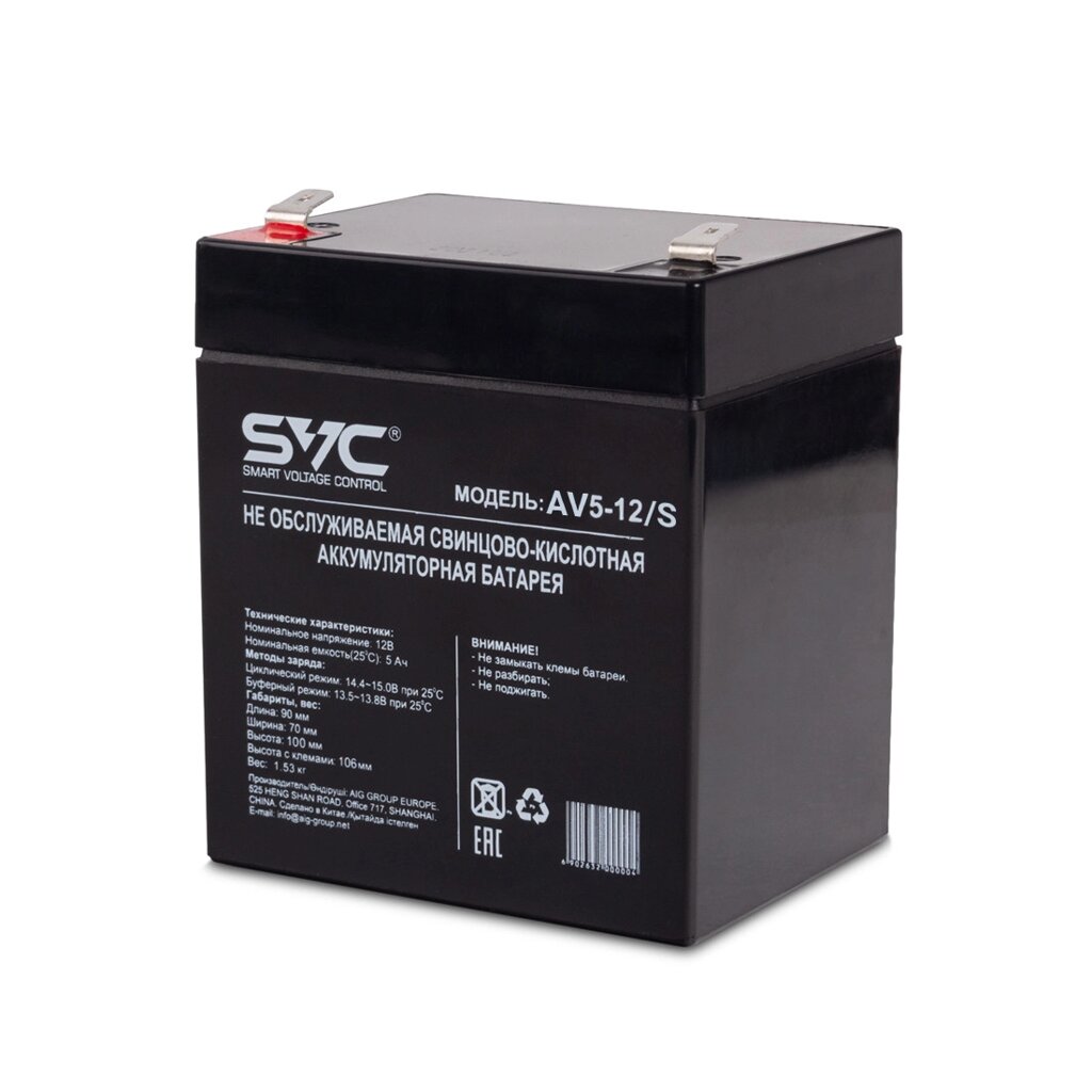 Аккумуляторная батарея SVC AV5-12/S 12В 5 Ач от компании ProfElectro - фото 1