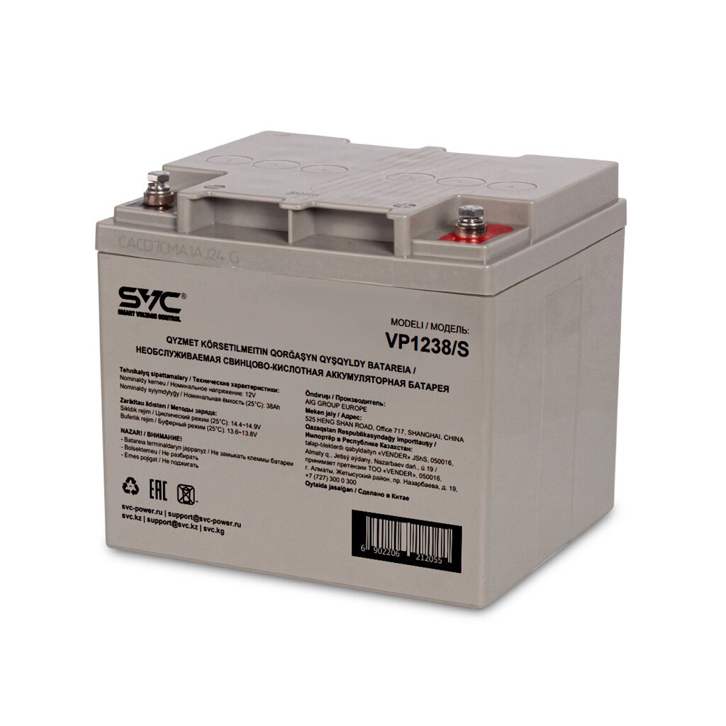 Аккумуляторная батарея SVC VP1238/S 12В 38 Ач (195*165*178) от компании ProfElectro - фото 1