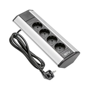 Удлинитель угловой 4 розетки AE-PBKT4S-80 (Schucko) серый, с проводом 1,5м GTV