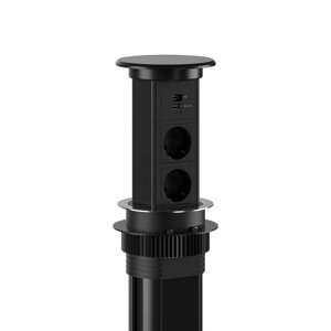Shelbi STVA-4-WC-IP54-S Выдвижной-авто наст. розет. блок на 2 розетки, USB A+C, IP54, бесп. зар., серебро