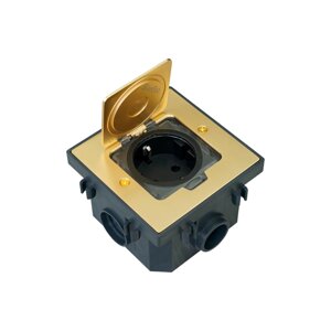 Shelbi SFW-2M-IP44-GD Напольный/настенный лючок, 1 розетка 220В, IP44, золото