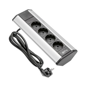 Удлинитель угловой 4 розетки AE-PBKT4S-80 (Schucko) серый, с проводом 1,5м GTV