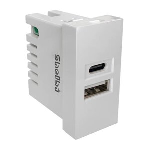 Shelbi 2- портовая USB и Type-C Розетка зарядка 45х22.5