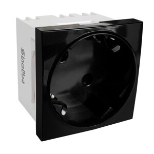 Shelbi Розетка одинарная 33° с з/к, 250 В, 16A 45х45, чёрная