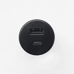 Shelbi Встраиваемая розетка USB/C 1 USB, 1 Type-C, шнур 1,5м, диаметр 30 мм, чёрный