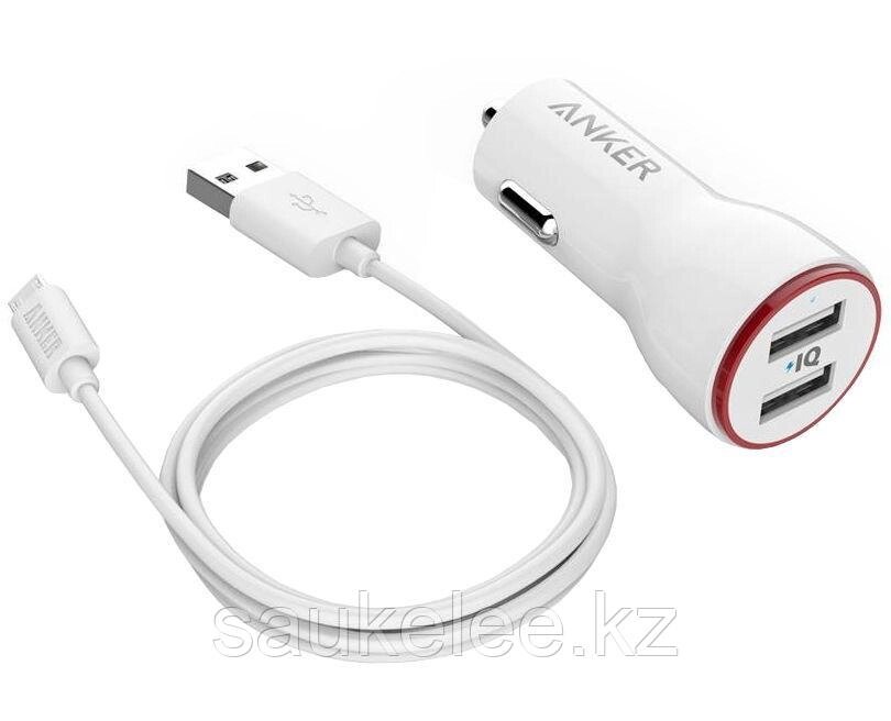 Автомобильное зарядное устройство для телефона 2х USB microUSB Car Regrsi белый от компании Канцелярские, хозяйственные товары, рубашки, халаты, текстиль - фото 1