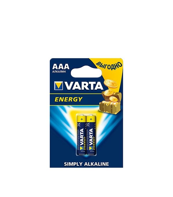 Батарейка Varta AAA  1,5V 2шт., Varta от компании Канцелярские, хозяйственные товары, рубашки, халаты, текстиль - фото 1