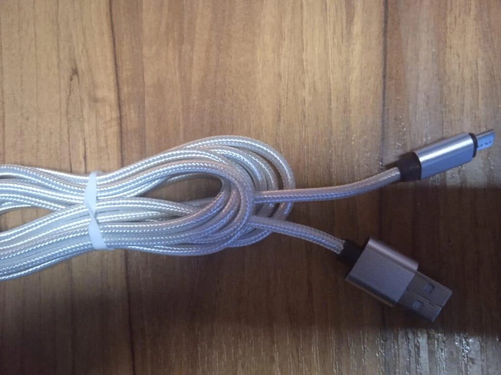 КАБЕЛЬ сетевой USB для MICRO USB длина 2 метра серый от компании Канцелярские, хозяйственные товары, рубашки, халаты, текстиль - фото 1