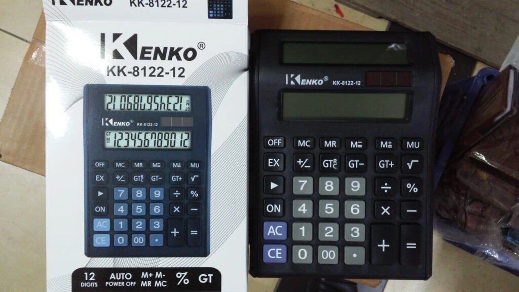 Калькулятор 12 разрядный KENKO KK-8122 двойное табло от компании Канцелярские, хозяйственные товары, рубашки, халаты, текстиль - фото 1