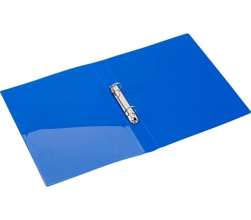 Папка с двумя кольцами, карманом, синяя, 25 мм, 700 мкр. Lever File от компании Канцелярские, хозяйственные товары, рубашки, халаты, текстиль - фото 1
