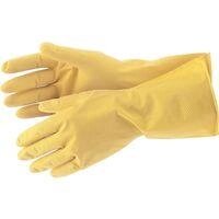 Перчатки желтые хозяйственные резиновые с рифленым латексным покрытием от компании Асмарт канцелярские и хозяйственные товары - фото 1