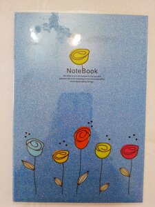 Записная книжка - тетрадь, NoteBook, 222*140 мм, прозрачной обложкой, цвет-голубой с блестками