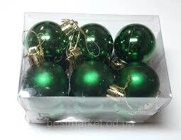 Новогодние елочные игрушки Шары из пластика матовые/глянцевые 12 шт зеленого цвета d= 4см