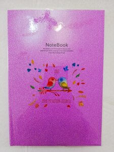 Записная книжка - тетрадь, NoteBook, 222*140 мм, прозрачной обложкой, цвет-сирень с блестками