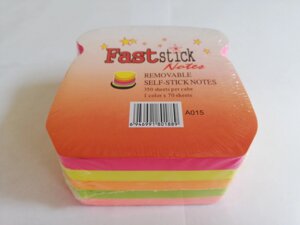 Стикеры на клеевой основе цветные, 70х70 мм"Fast stick Notes" 350шт