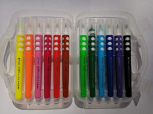 Фломастеры 12 цветов набор пластиковом чехле-футляре