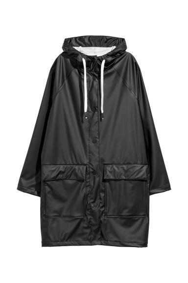Плащ - дождевик водоотталкивающий с капюшоном черный от компании Канцелярские, хозяйственные товары, рубашки, халаты, текстиль - фото 1