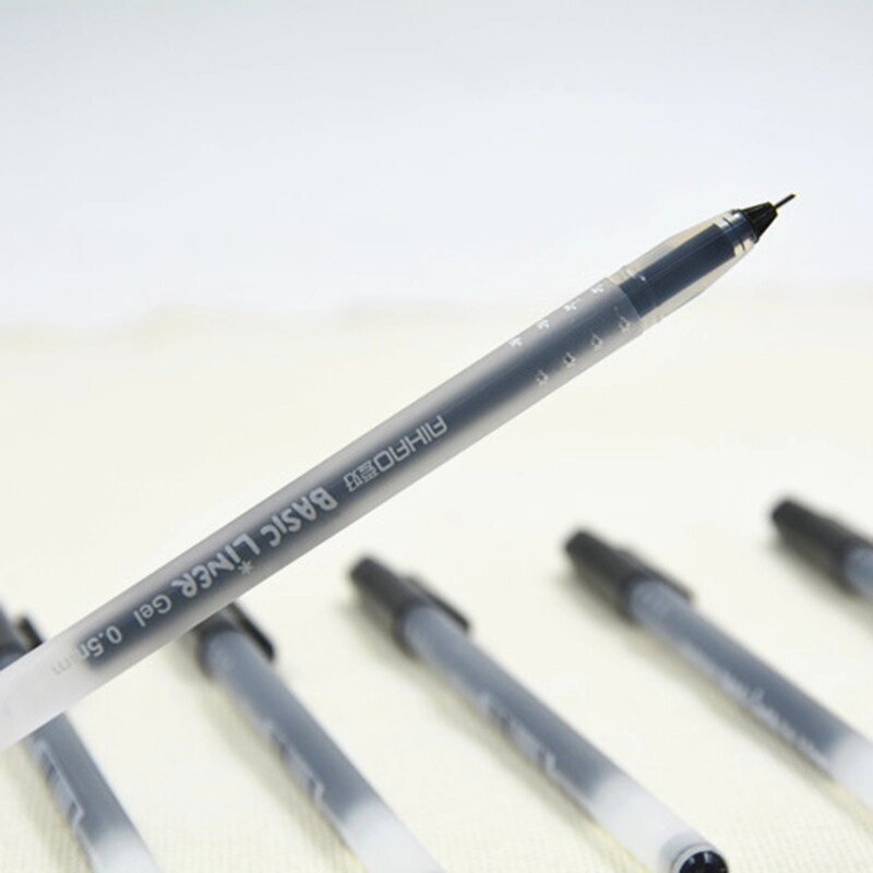 Ручка гелевая Aihao Basic Liner 0,5мм черного цвета от компании Канцелярские, хозяйственные товары, рубашки, халаты, текстиль - фото 1