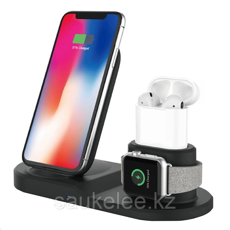 Зарядки 3 in 1 Wireless Charger Dock for iWatch, iPhone and AirPods от компании Канцелярские, хозяйственные товары, рубашки, халаты, текстиль - фото 1