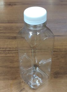 Бутылка 500мл 38мм прозрачная квадратная+крышка (200шт)(ДШВ 60*45*110, 5,8кг)(ВШ 177х60мм)