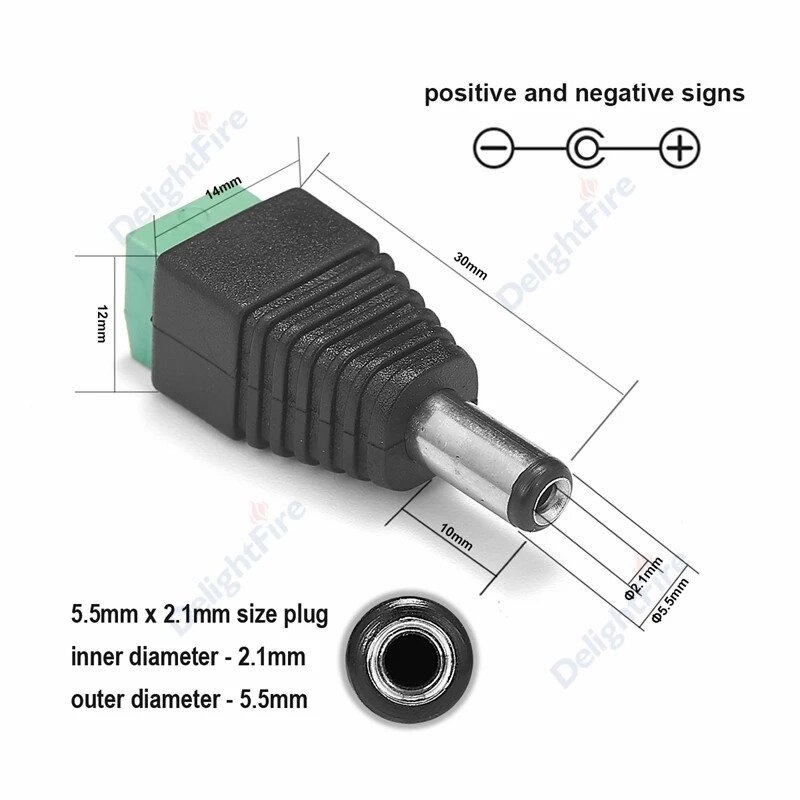 Коннектор DC-M Jack (папа) up 5A для камеры коннектор под отвертку (5,5мм*2,1мм) от компании ИП Орион (сервис ТОО Мастер Инк) - фото 1