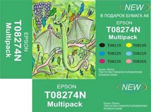 Картридж T08274N MultiPack for T50\TX700/TX800/R270 290/R390/RX590/610 690 (6шт Т0821N-T0826N + подарок бумага