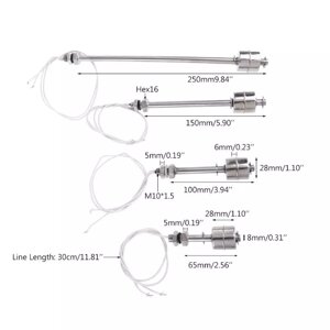 Датчик уровня воды поплавковый прямой 150 мм металлический