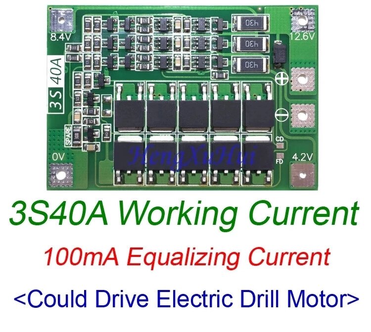 Плата ограничения заряда/разряда BMS 3S/ 40A для литиевых батарей типа 18650 от компании ИП Орион (сервис ТОО Мастер Инк) - фото 1