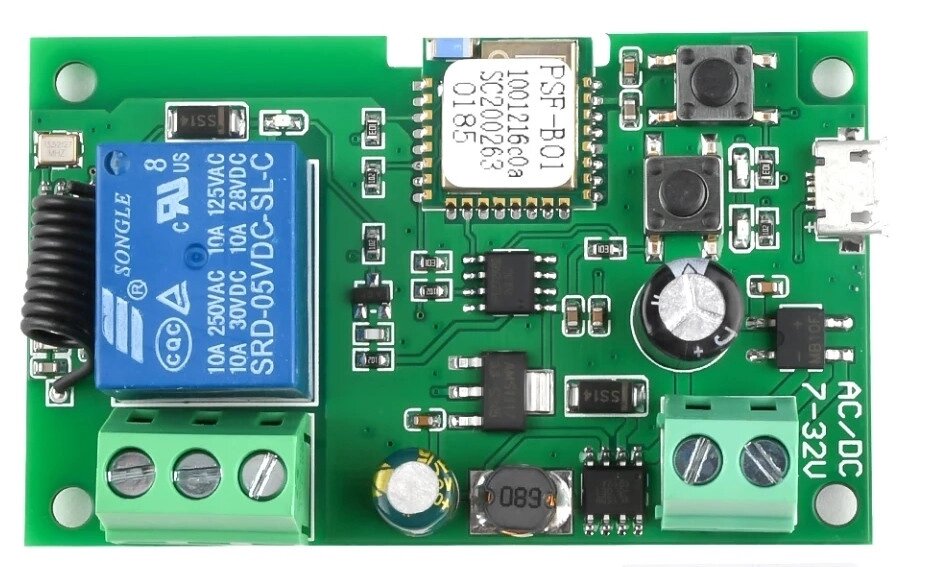 Реле включения-выключения  5-32V/10A (RF433+Wi-Fi, работа по расписанию, по циклу, ручное управление) от компании ИП Орион (сервис ТОО Мастер Инк) - фото 1