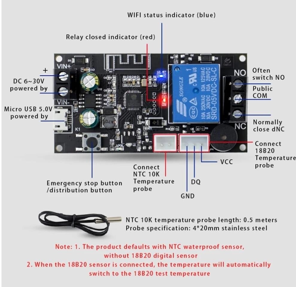 Термоконтроллер Wi-Fi  XY-WFT1 6-30V до 10A от компании ИП Орион (сервис ТОО Мастер Инк) - фото 1