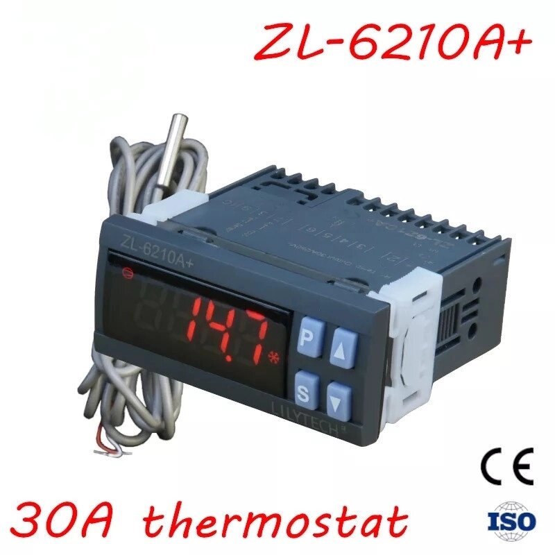 Термоконтроллер ZL-6210A+ 220V/30A/-40 до+120град/ датчик NTC 5K 3470 metal 2,5m от компании ИП Орион (сервис ТОО Мастер Инк) - фото 1