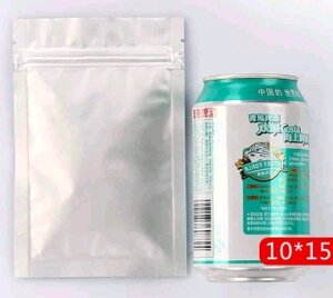 Вакуумный пакет гладкий 10*15см 2*100мк (застежка) PET/AL/PE 3-side seal ziplock alu bag гладкий гриппер зиплок