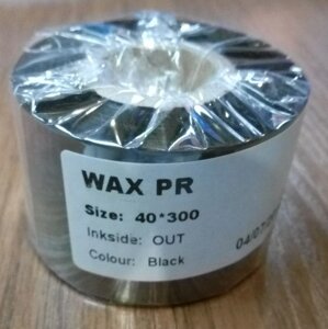 ВОСК (wax Standart) 40mm*300m*Ink OUTside/ втулка 25,4mm (1"core) (transparent leader*with no notched)