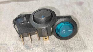 Выключатель 3-х контактный KCD1-2 ON-OFF синяя подсветка 20A/12V