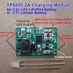 Зарядная плата TP5000 Li-Ion\LiFePO4 аккум. 1S Входное 5-9V\2A +радиатор