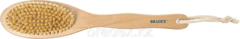 Щётка для сухого массажа, BRADEX, чайное дерево, щетина кактуса, ручка 30 см от компании BRADEX™ - ТОО "Поколение технологий" - фото 1