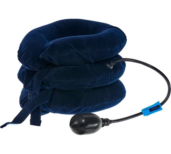 Воротник массажный надувной, синий (3 Layer Cervical Neck Traction Pillow Device, blue) от компании BRADEX™ - ТОО "Поколение технологий" - фото 1