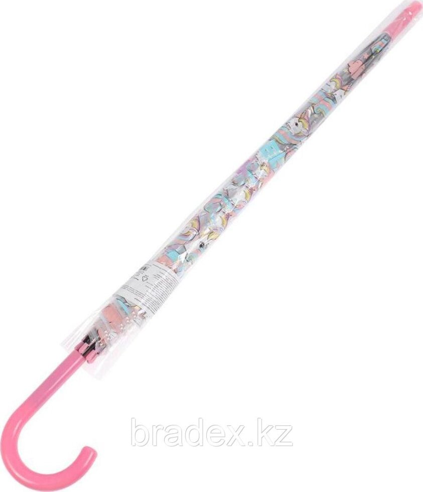 Зонт прозрачный «ЕДИНОРОГ», розовый от компании BRADEX™ - ТОО "Поколение технологий" - фото 1
