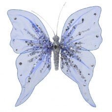 Декор Бабочка из органзы 20x20см синяя с блестками KA700035 от компании Интернет-магазин ProComfort - фото 1