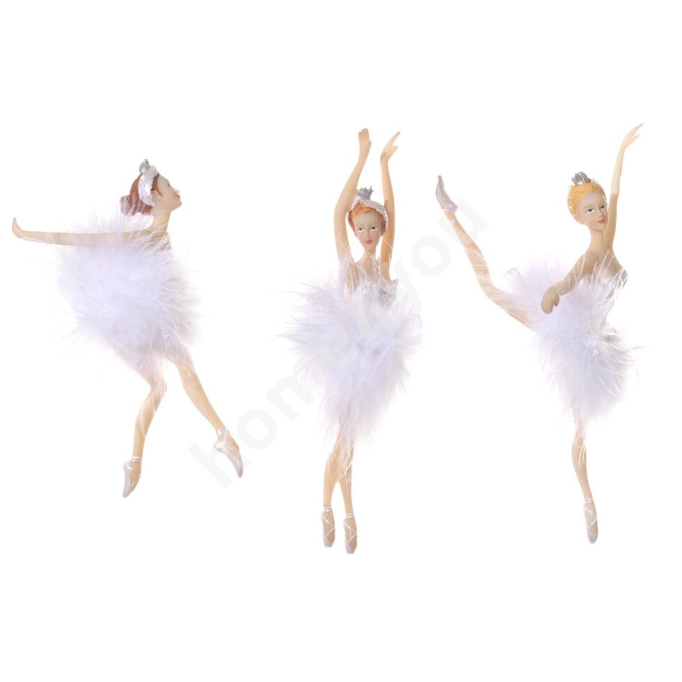 Декор Балерина в белой юбке из перьев 18см SH43511 от компании Интернет-магазин ProComfort - фото 1