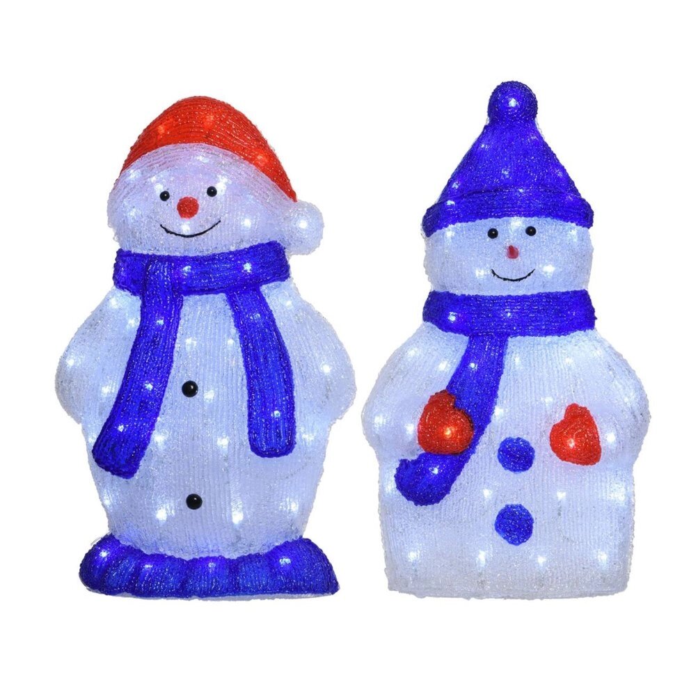 Декорация светодиодиодная Снеговик с синим шарфом KA490845 от компании Интернет-магазин ProComfort - фото 1