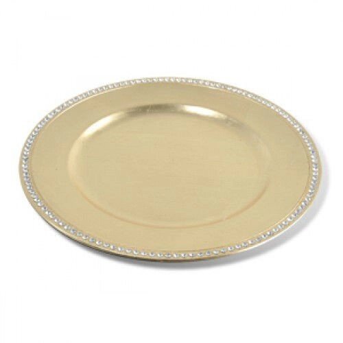 Декоративная тарелка золотая со стразами d=33см от компании Интернет-магазин ProComfort - фото 1