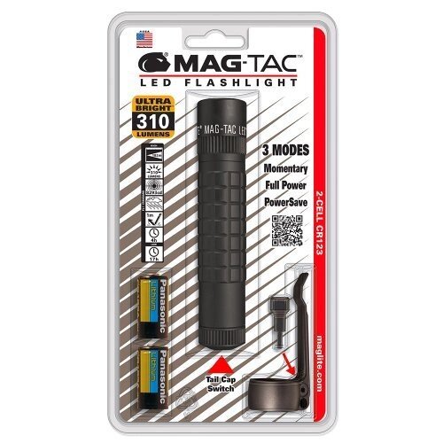 Фонарь maglite LED MAG-TAC PB 2xcr123 (310 lum)(8293cd)(182м)(4ч/17ч)(черный)(в блистере) R34646