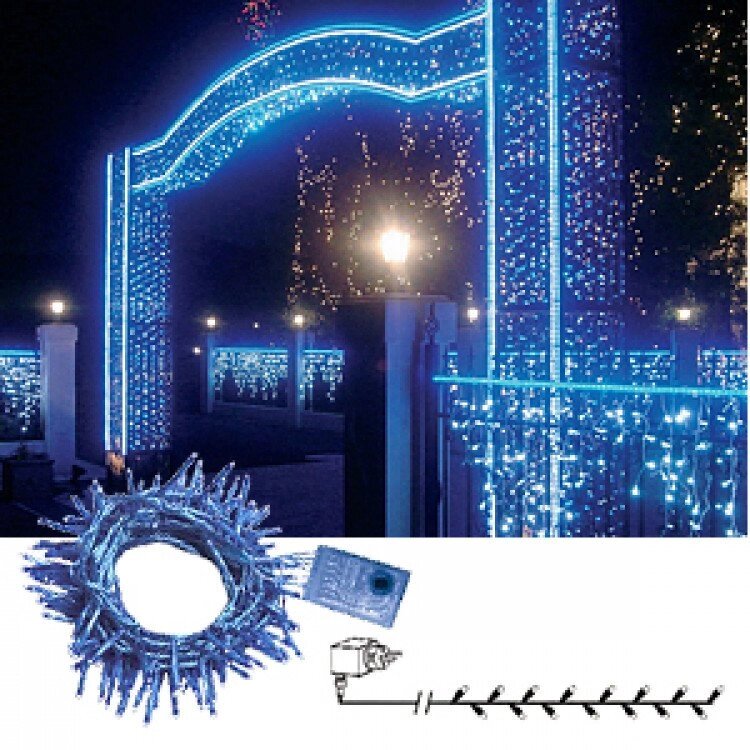 Гирлянда цепочка 7,1м синяя кабель синий 10м 120ламп 8функций MICRO outdoor 592-33 от компании Интернет-магазин ProComfort - фото 1