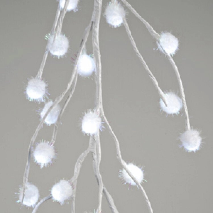 Гирлянда ветка 1,2м белая Снежные шарики кабель белый 3м 48диодов LED indoor KA483711 от компании Интернет-магазин ProComfort - фото 1