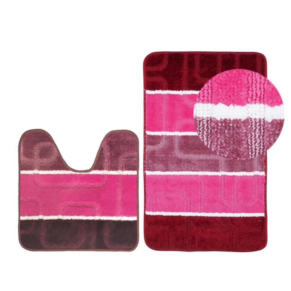 Набор Аквалиния 2 ковра Полоска квадраты розовый 45*45, 45*75 Twist (4680018349696) от компании Интернет-магазин ProComfort - фото 1
