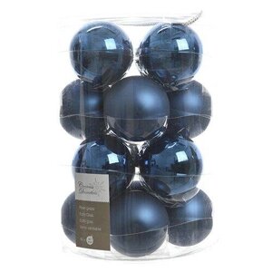Набор шаров стеклянных, темно-синий глянцевый/матовый KA140746
