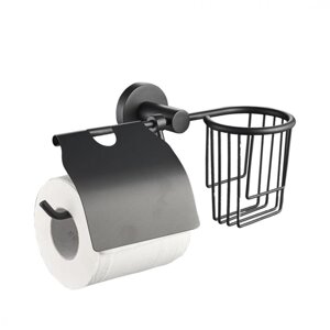 Держатель Аквалиния для туалетной бумаги с корзиной Black 20545 (4630072041562)
