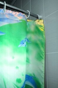 Штора для ванной Аквалиния (020А-06), зеленые, дельфин, (4680018348231)