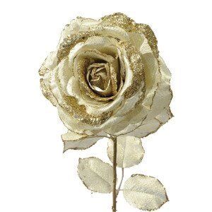 Декор Роза на стебле из шелка золотистая с блеском h=56см KA628927